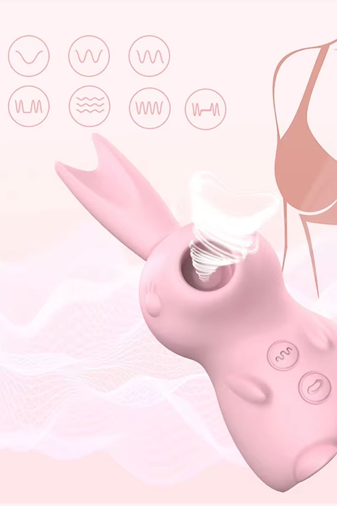 SMT1638 - Máy hút âm vật núm vú ngụy trang con thỏ hồng dài 11.6cm