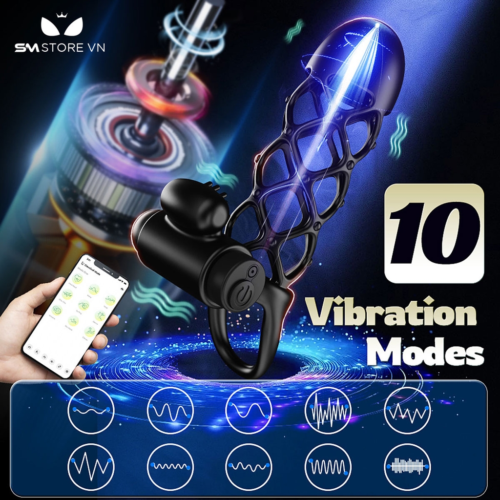 SMT2027 - Vòng khóa tinh hoàn rung 10 tần số điều khiển từ xa