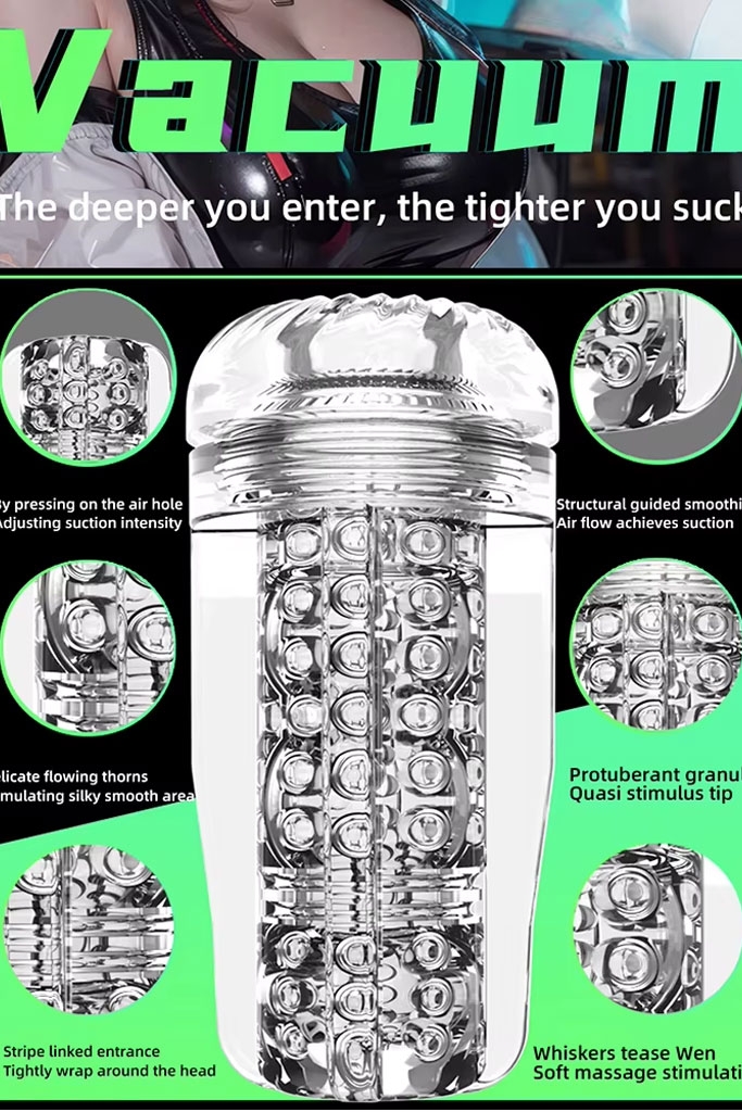 SMT1630 - Cốc thủ dâm silicon trong suốt mềm dài 18cm có thể tháo rời