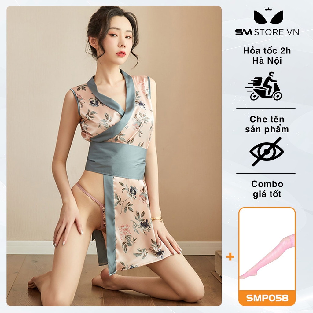 SMS103 - Kimono nhật bản thiết kế xẻ tà, không tay sát nách