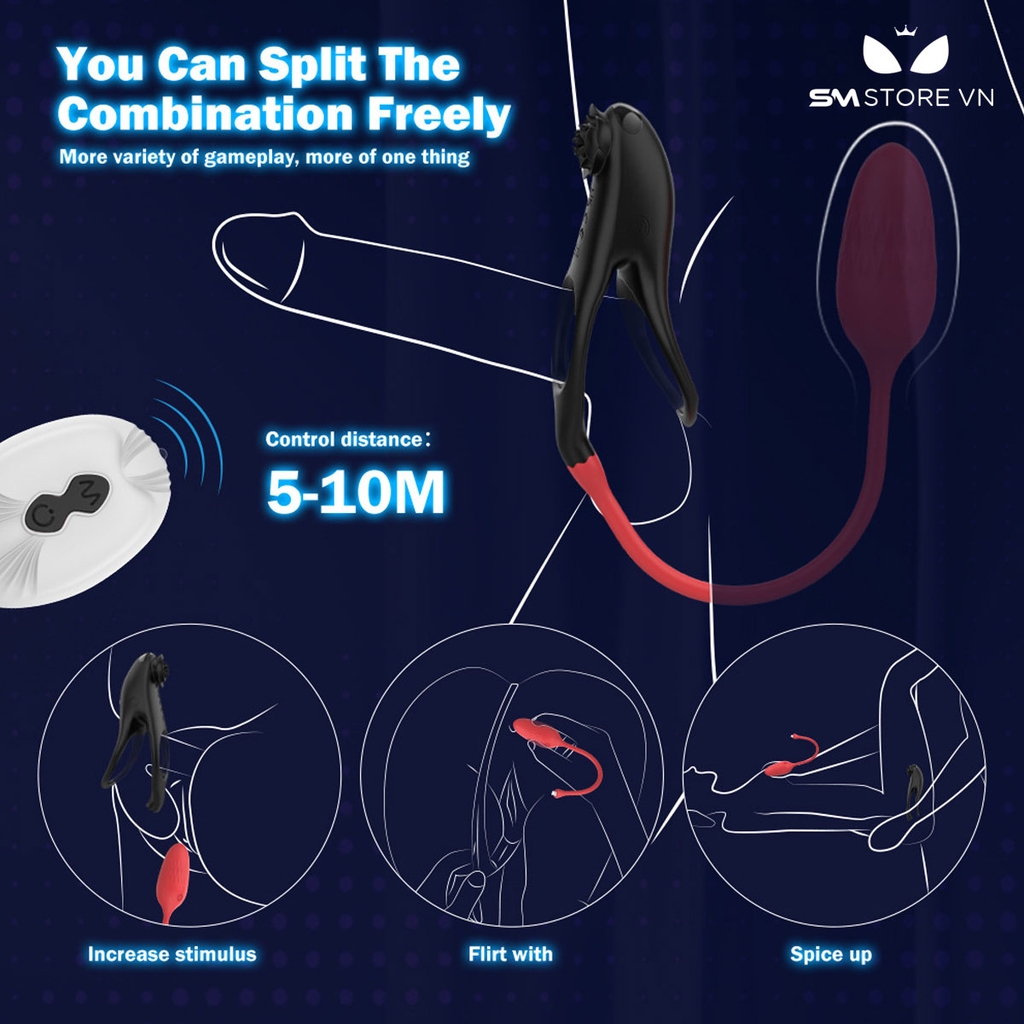 SMT1371 - Vòng đeo dương vật chống xuất tinh sớm điều khiển từ xa