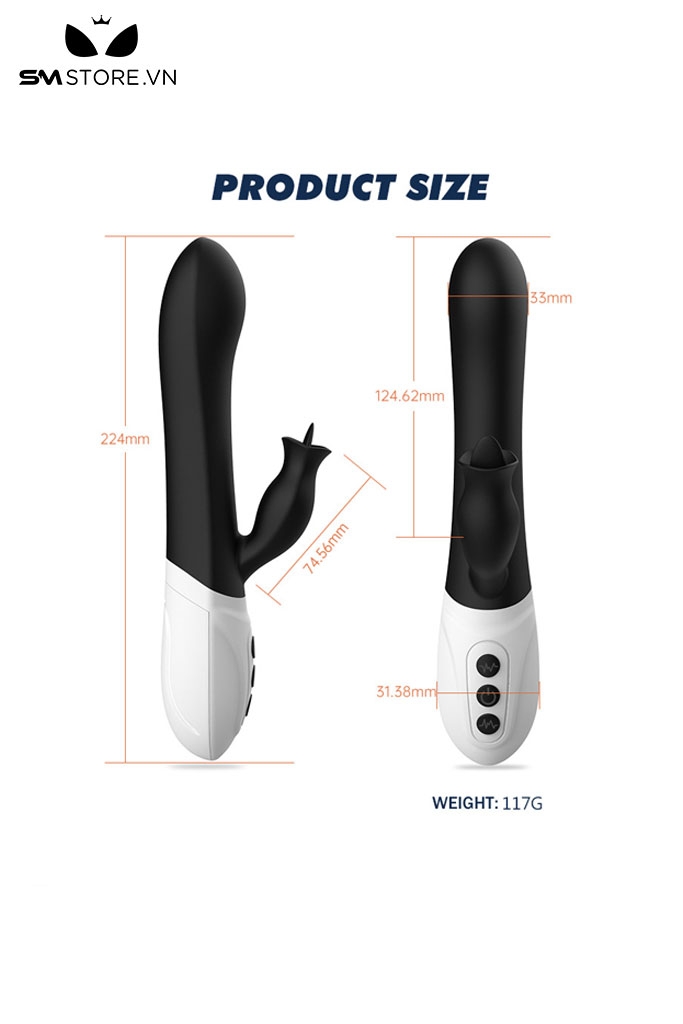 SMT2793 - Máy rung 2 đầu có lưỡi liếm và 23 tần số dài 224mm