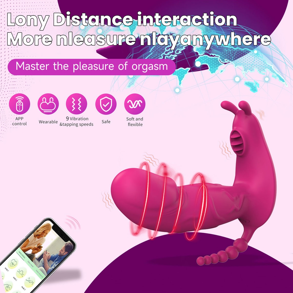 SMT2738 - Máy rung 2 đầu tai thỏ có lưỡi liếm có 9 tần số sạc điện