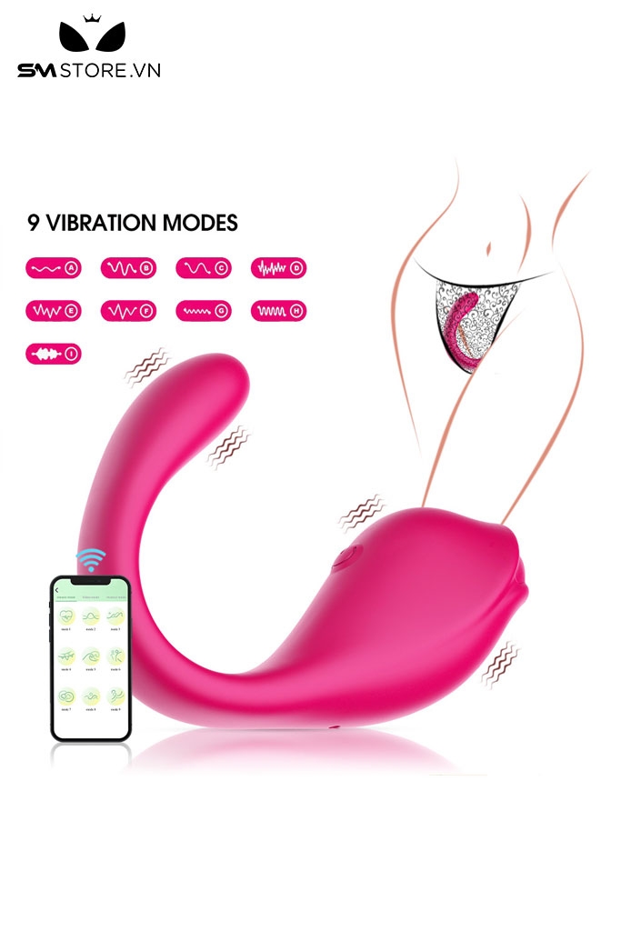 SMT2329 - Trứng rung hình con cá heo hồng 2 đầu điều khiển xa dài 16cm