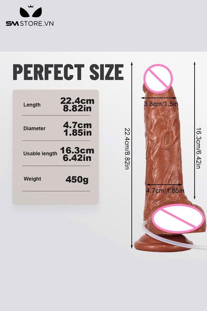SMT1996 - Dương vật giả silicon mềm dẻo bắn tinh dài 18cm