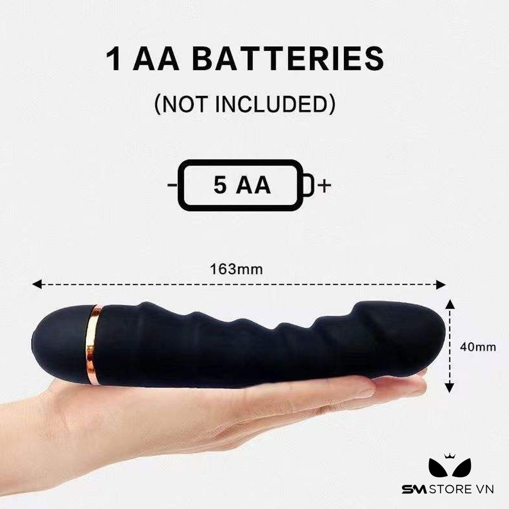 SMT1687 - Dương vật giả mini silicon có 20 tần số rung dài 16.3cm