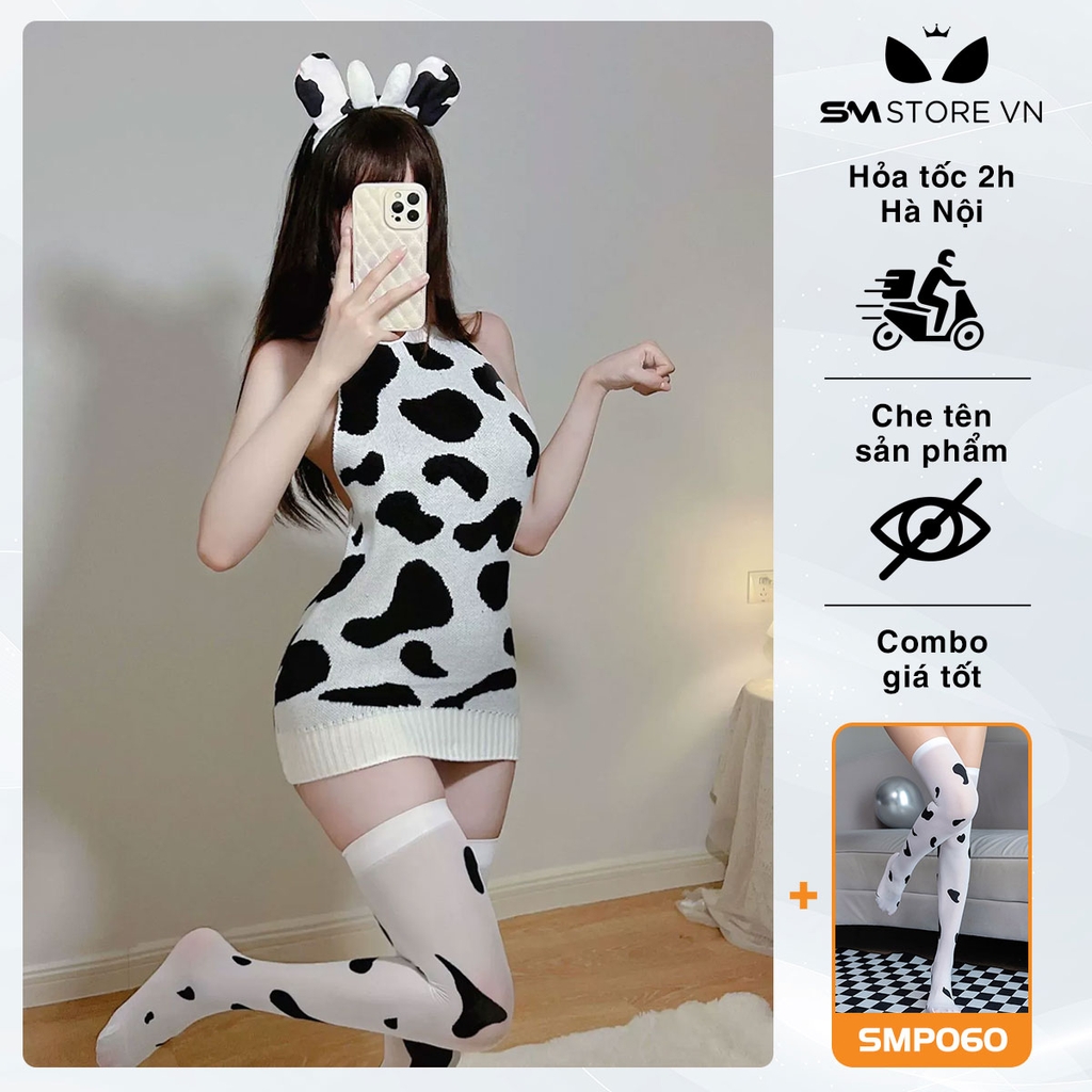 SMS365 - set ngủ cosplay bò sữa sexy kết hợp váy hở lưng gợi cảm