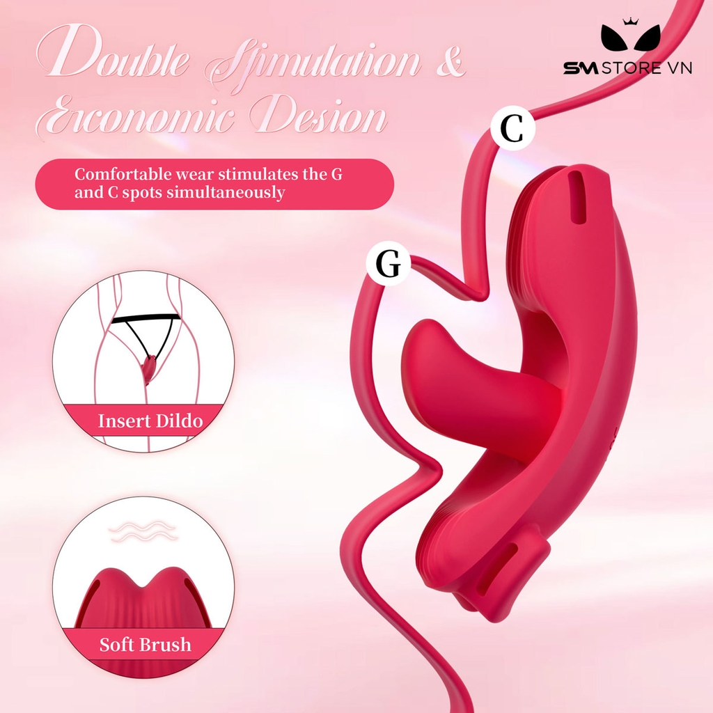 SMT2379 - Quần lót rung lưỡi liếm có 9 chế độ điều khiển qua APP dài 88mm