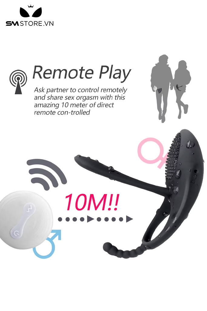 SMT786 - Máy rung hậu môn mix vòng rung đeo dương vật điều khiển xa