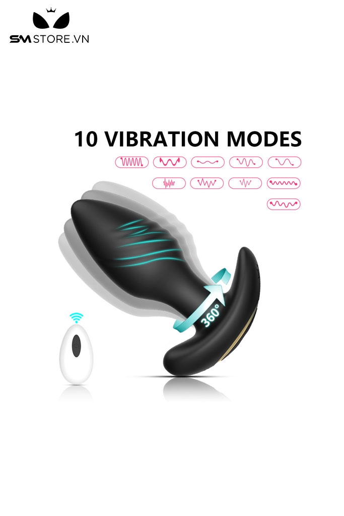 SMT1026 - Butt plug xoắn ốc hậu môn rung ngoáy 360 độ điều khiển từ xa