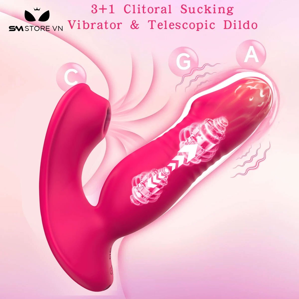 SMT2332 - Máy rung hút dương vật 2 đầu điều khiển xa dài 114mm