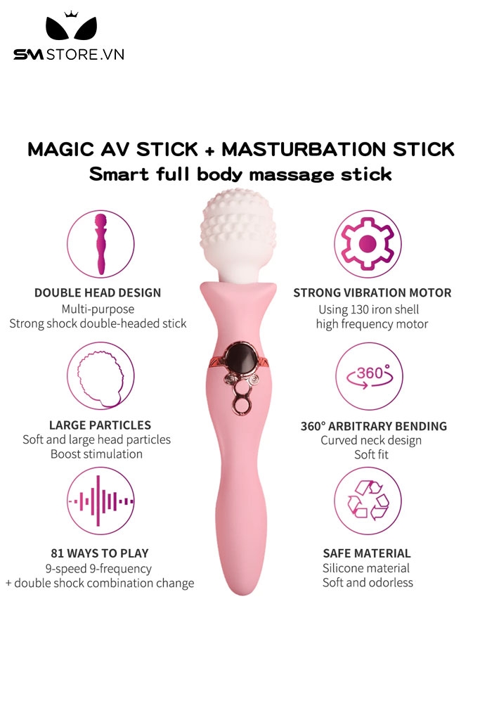 SMT1504 - Chày rung tình yêu đầu có gai silicon kích thích 3 điểm