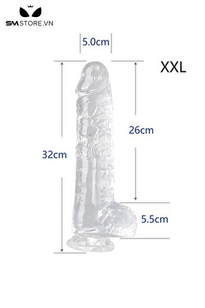 SMT487 - Dương vật giả silicon trắng trong suốt 7 size có độ bám dính