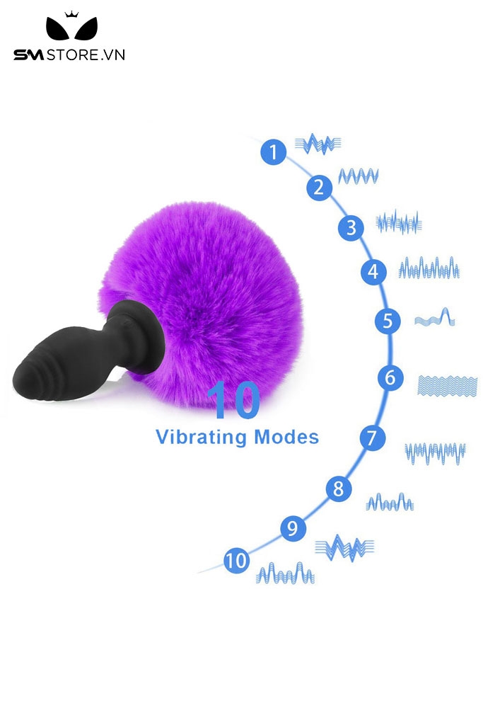 SMT1181 - Đuôi thỏ cosplay butt plug rung silicon có điều khiển từ xa