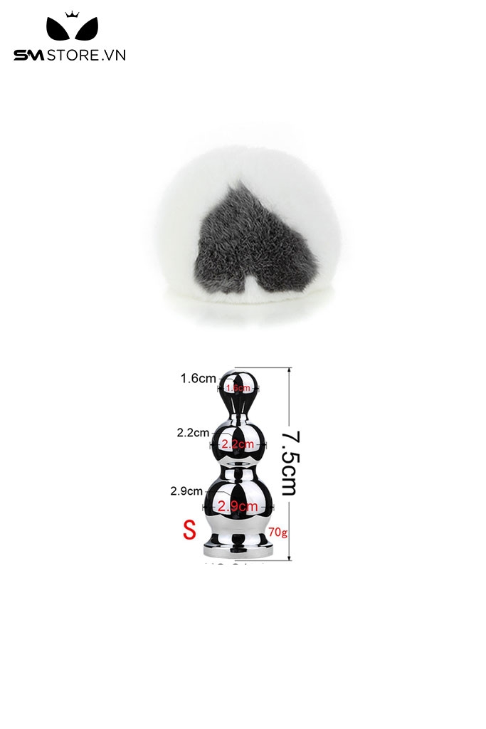 SMT060 - butt plug đuôi thỏ cosplay phích cắm mông 3 tầng dài 7.5 cm