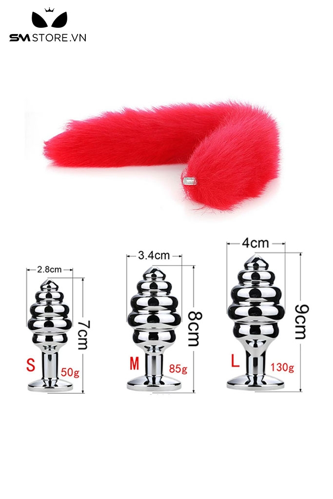 SMT045 - Đuôi cáo cosplay 1 màu với phích xoắn ốc inox có 3 size