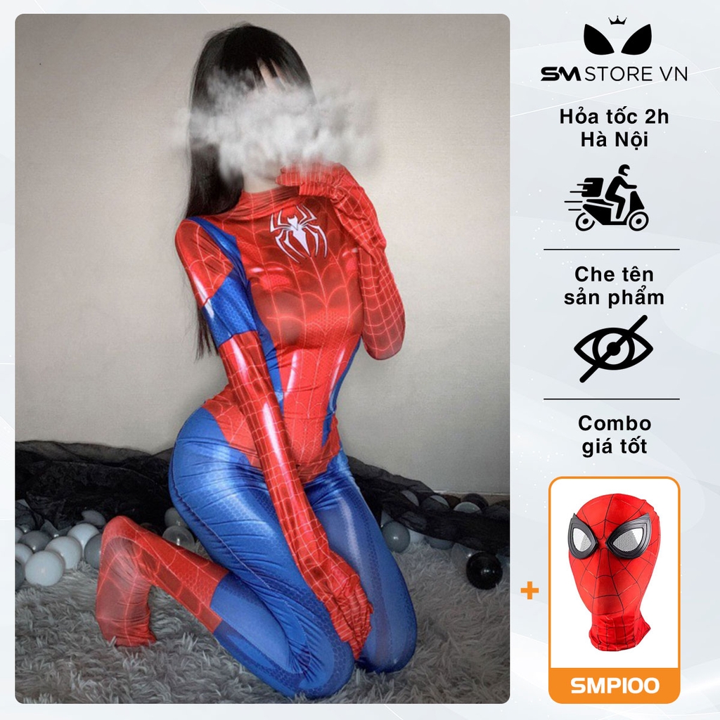 SMS100 - Cosplay người nhện sexy thiết kế bodysuit màu xanh đỏ