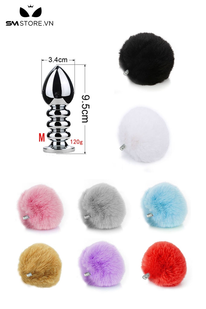 SMT056 - butt plug cosplay đuôi thỏ 1 màu với thiết kế 4 tầng có 3 size