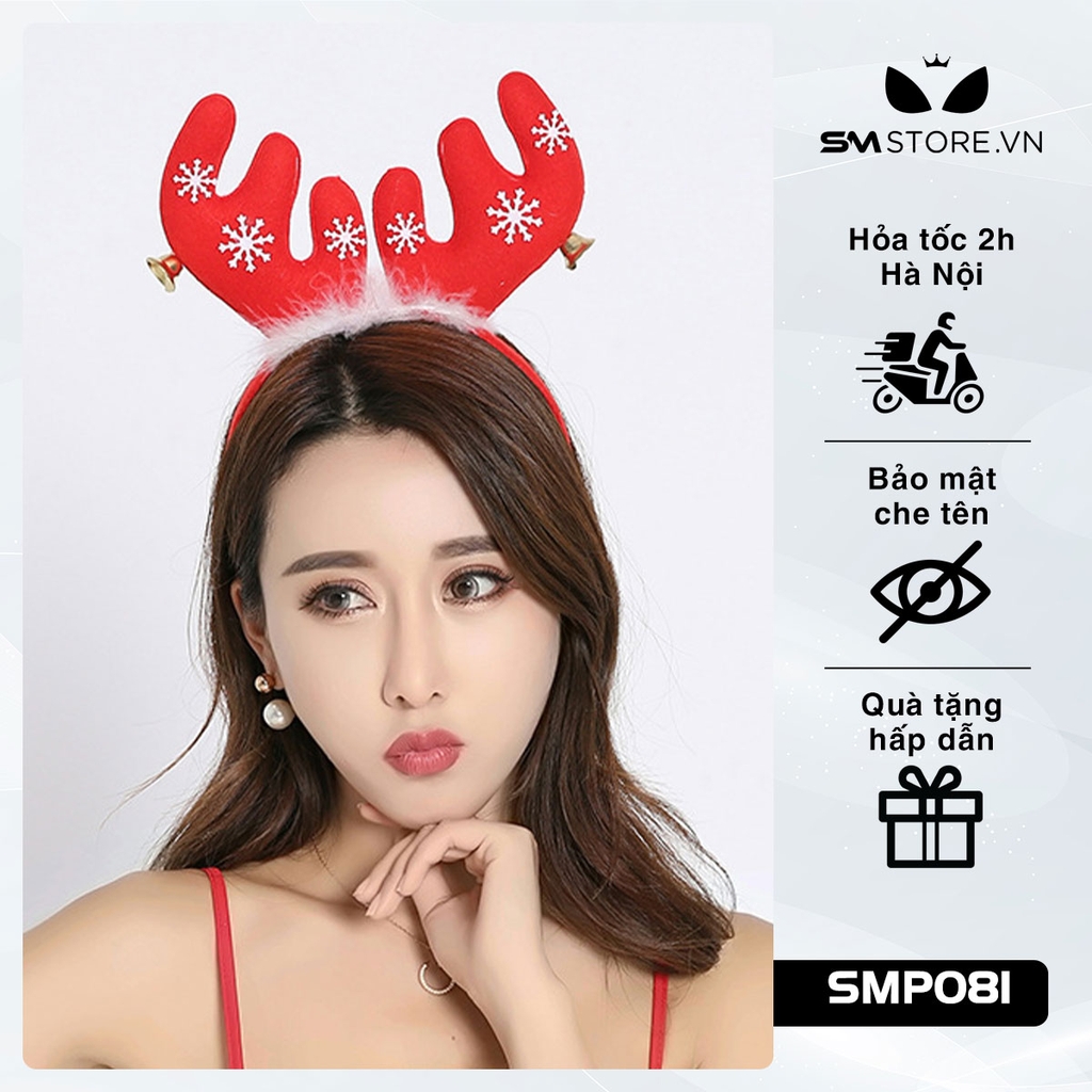 SMP081 - bờm cài tóc noel sừng tuần lộc đáng yêu