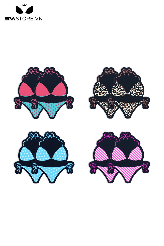 SMP174 - Dán đầu ti bằng giấy thiết kế bộ bikini chấm bi dài 8.5cm
