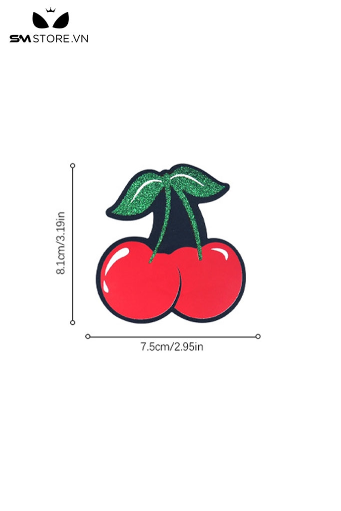 SMP177 - Miếng dán đầu ti thiết kế quả anh đào dài 8.1cm bằng giấy