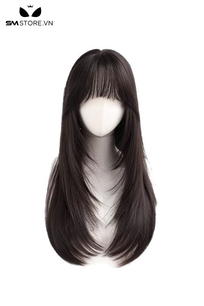 SMP265 - Tóc giả nữ kiểu dáng tóc tỉa tầng có mái bằng dài 50cm
