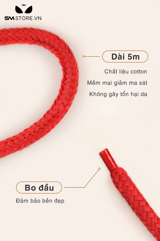 SMT105 - Dây trói tình yêu bông cotton mềm mịn, màu hồng dài 15m