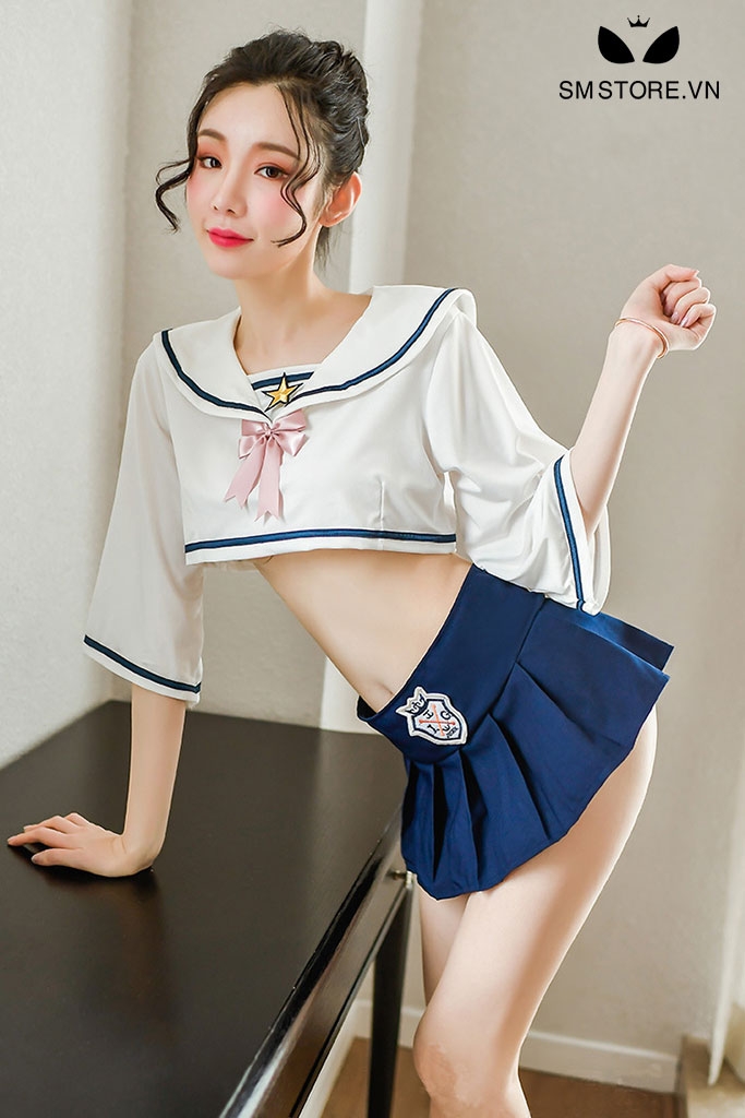 SMS109 - Đồ cosplay học sinh croptop tay lửng kèm chân váy sexy