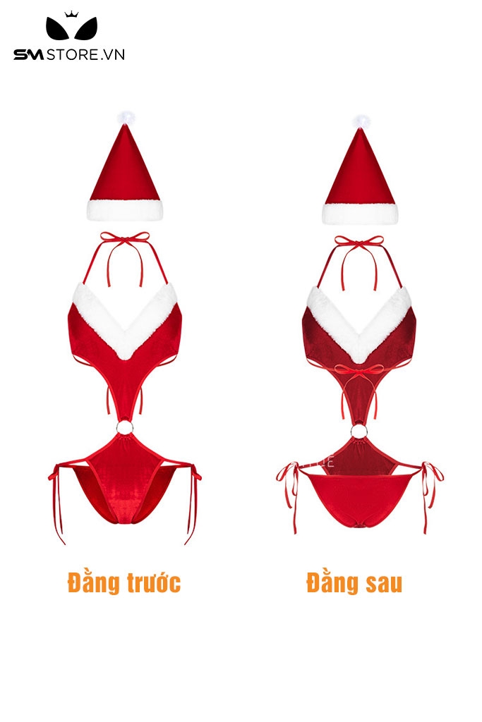 SMS504 - Cosplay bà già noel kiểu bikini dây 1 mảnh siêu gợi cảm
