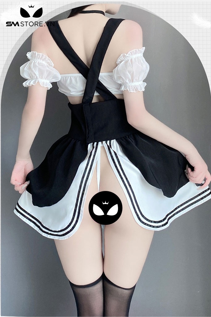 SMS884 - Cosplay sơ sexy với váy ngủ xòe xẻ tà quần lọt khe