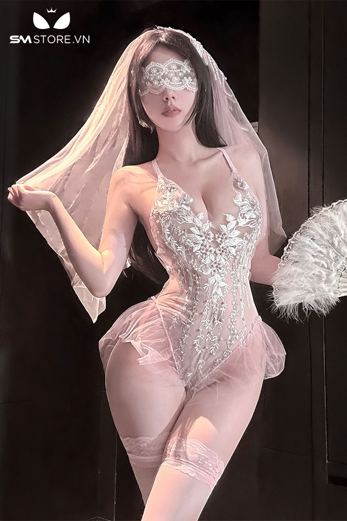 SMS932 - Trang phục cosplay cô dâu gợi cảm xuyên thấu hở lưng