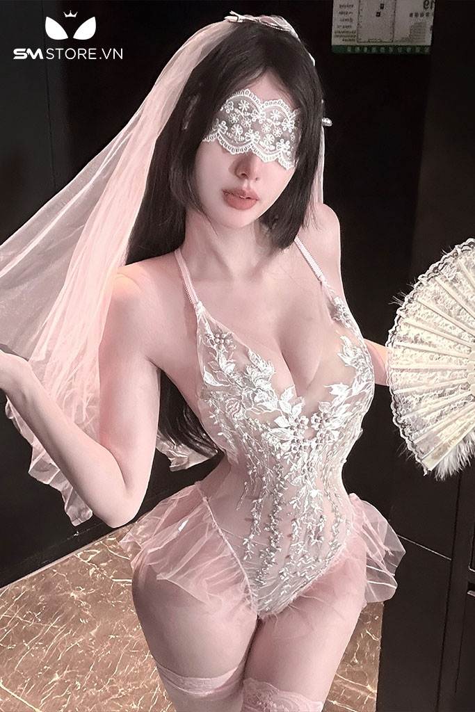 SMS932 - Trang phục cosplay cô dâu gợi cảm xuyên thấu hở lưng