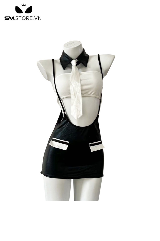 SMS941 - Cô giáo cosplay với áo cúp ngực mix chân váy ôm body