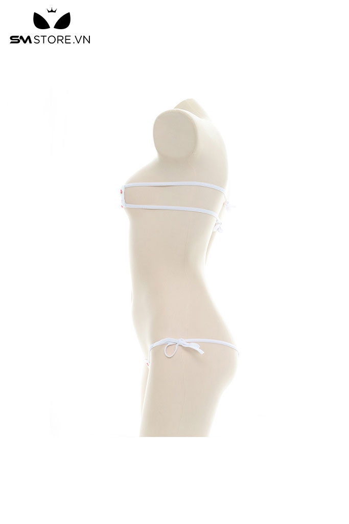 SMS988 - Bikini siêu nhỏ với áo hình vuông có dây buộc sau họa tiết dâu tây