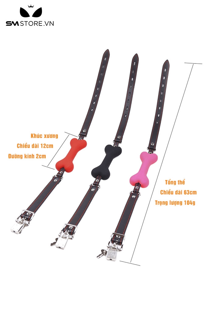 SMT024 - bit gag thiết kế hình xương và dây đeo màu đen