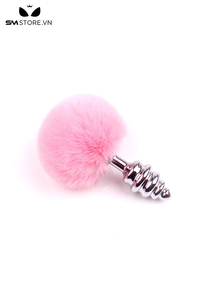 SMT052 - butt plug cosplay đuôi thỏ với phích cắm xoắn ốc 5 tầng