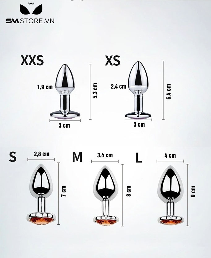 SMT087 - butt plug hình trái tim đủ 5 size phích cắm hình thoi