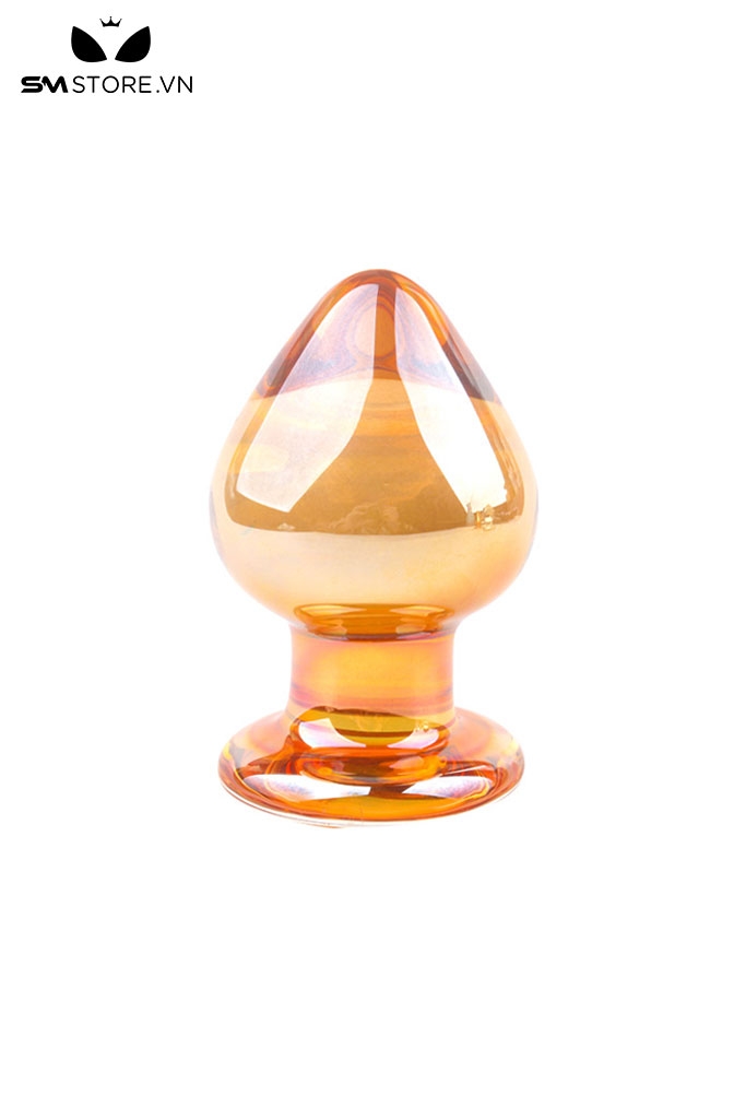 SMT092 - butt plug thủy tinh màu vàng trắng cực đẹp dài 8,8 cm