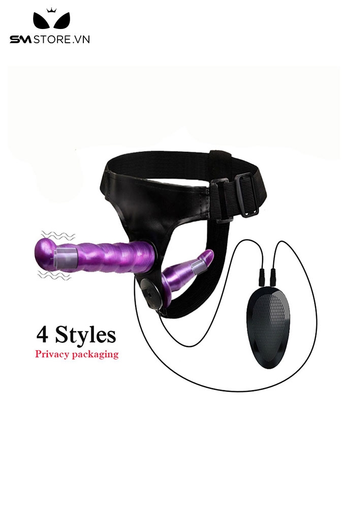 SMT1250 - Dương vật giả slicon rung 2 đầu kèm dây đai đeo