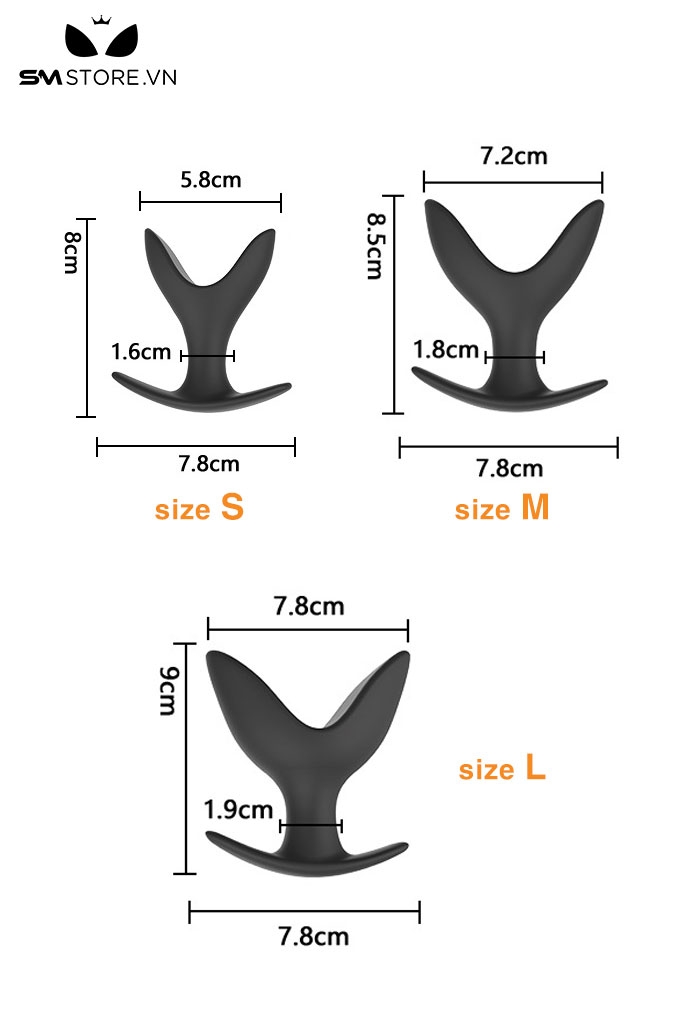 SMT132 - Anal plug silicon 2 cánh giúp nở hậu môn 3 size