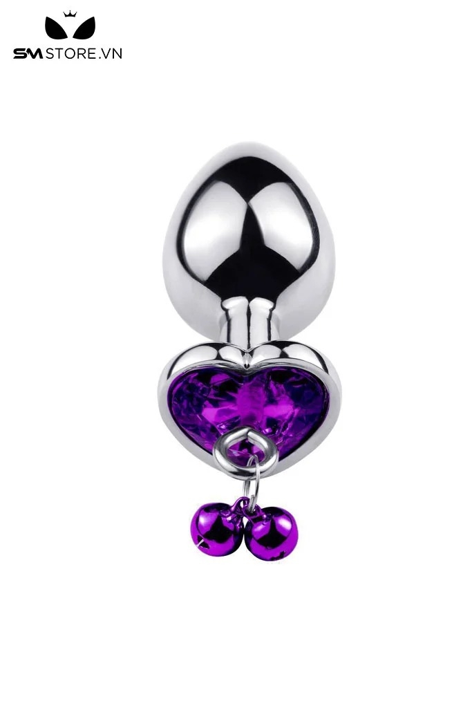 SMT1361 - Butt plug hậu môn bằng inox gắn ngọc tròn mix chuông có 3 size