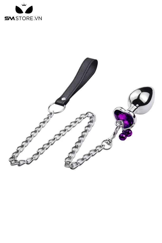 SMT1361 - Butt plug hậu môn bằng inox gắn ngọc tròn mix chuông có 3 size