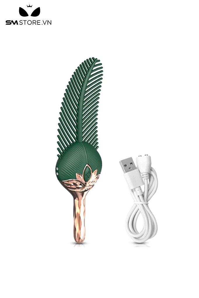 SMT1465 - Máy rung xanh ngụy trang lông vũ có 10 chế độ dài 18.8cm