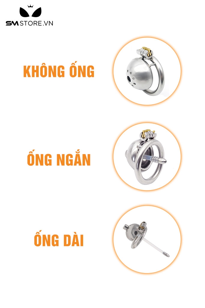 SMT168 - Khóa dương vật inox kèm ống dẫn, 9 phiên bản tùy chọn