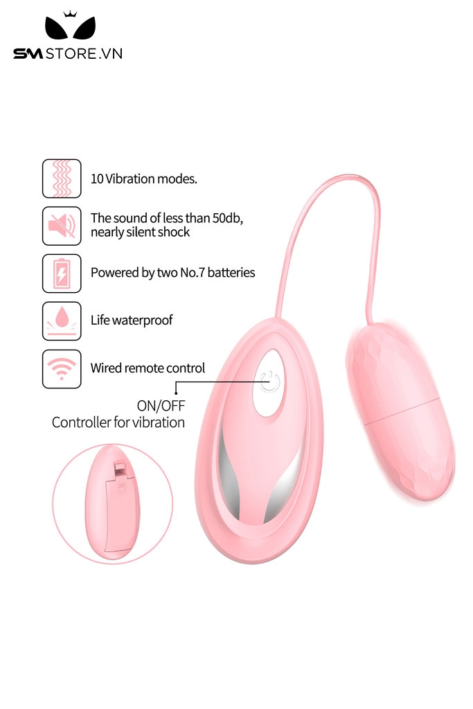 SMT3063 - Trứng rung tình yêu mini điều khiển có dây và 10 tần số rung