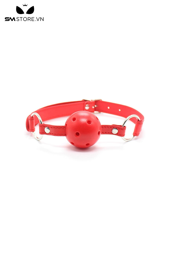 SMT208 - ball gag khóa miệng có lỗ thiết kế dây da quai gài