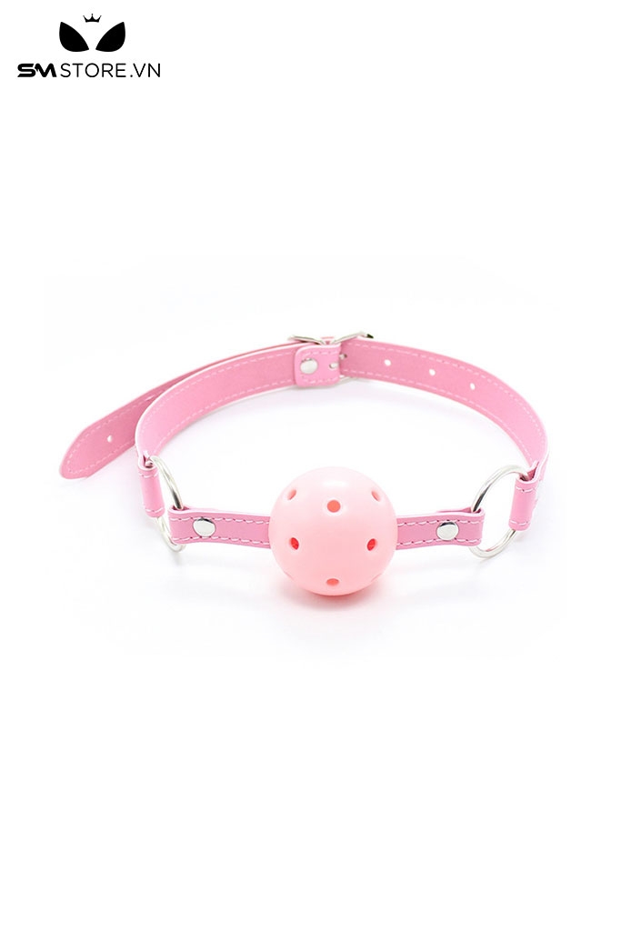 SMT208 - ball gag khóa miệng có lỗ thiết kế dây da quai gài