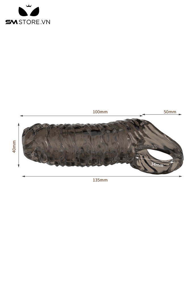 SMT3238 - Bao cao su đôn hở đầu silicon có quai đeo và vân sóng nước