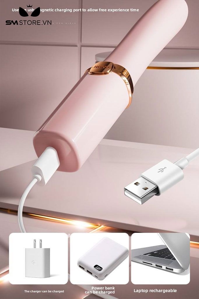 SMT3526 - Máy rung đầu dương vật ngụy trang thỏi son sạc điện dài 14.7cm