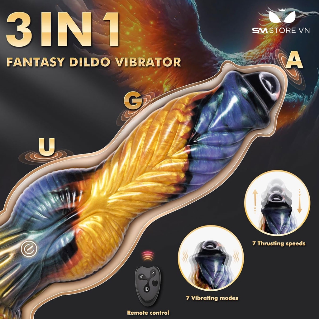 SMT2966 - Dương vật giả monster rung thụt có đế dính tường dài 26cm